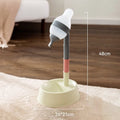 Green adjustable height pet water dispenser with detachable pole and separate bowl