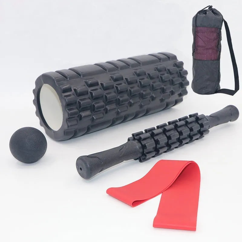 33cm black fitness foam roller massage stick with six segments