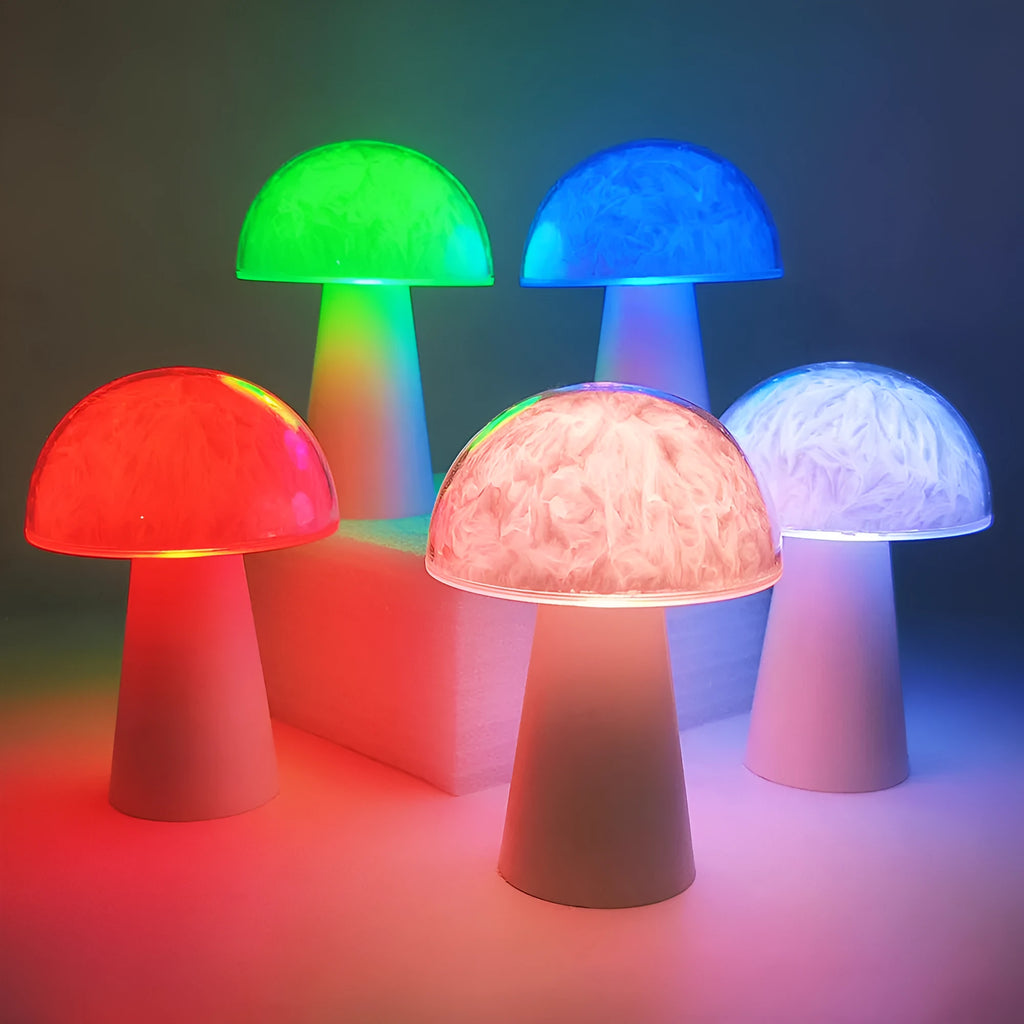 Mushroom shaped decorative night lamp with remote control for RGB colour changing