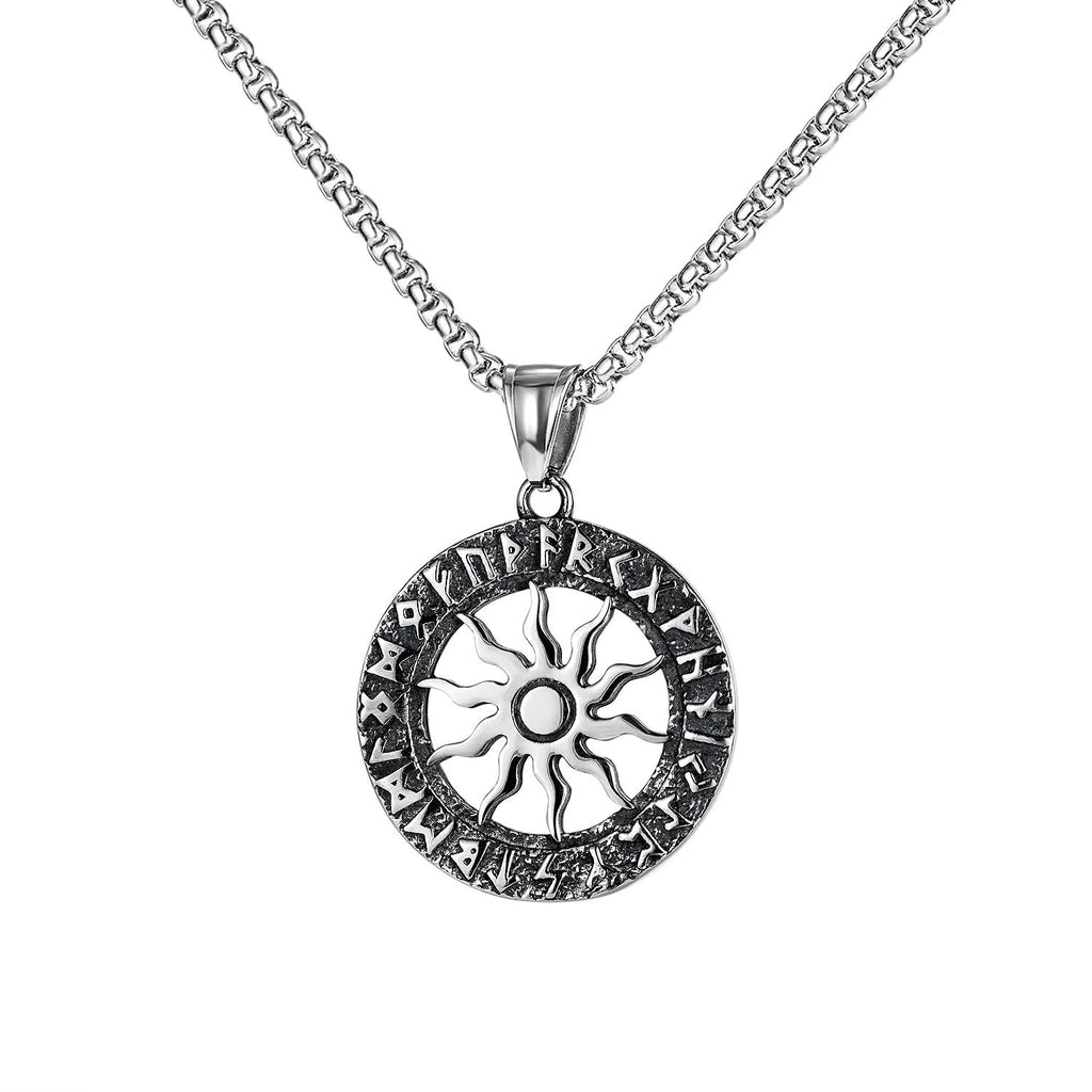Men's stainless steel necklace with alloy pendant in silver colour sports style design
