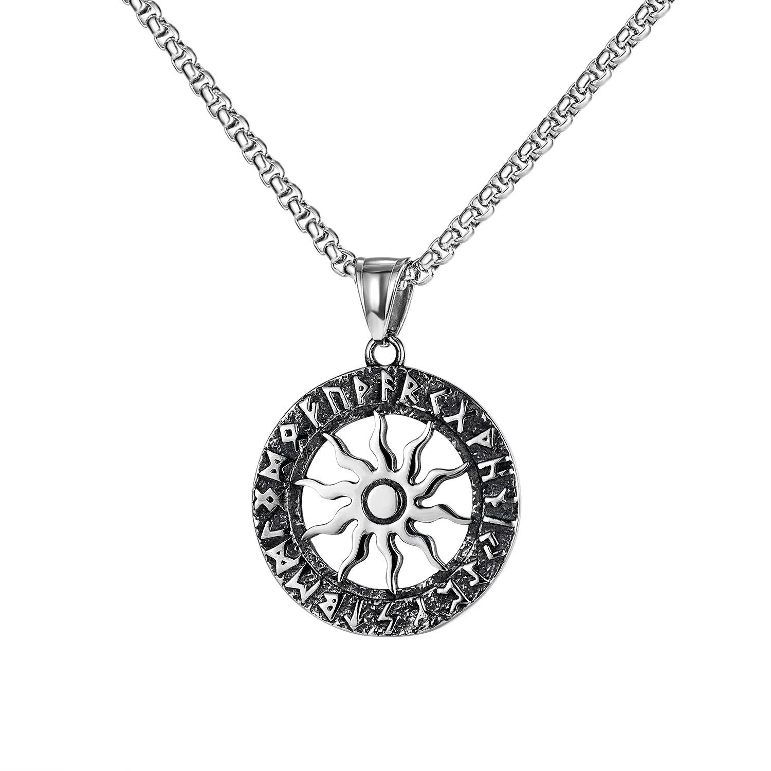Men's stainless steel necklace with alloy pendant in silver colour sports style design