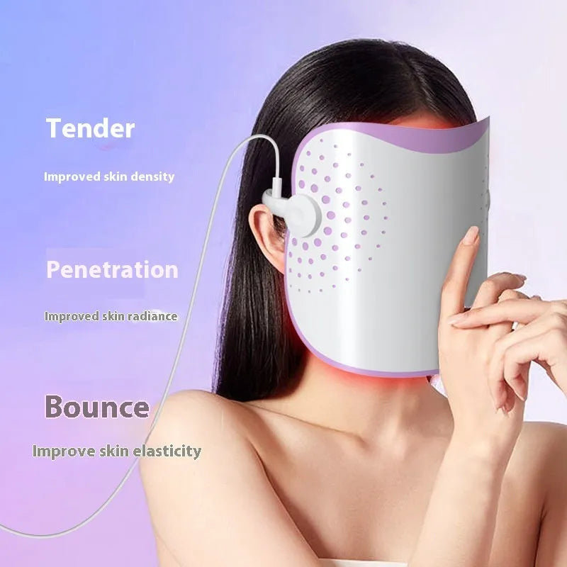White and purple photon beauty mask IPL device with plug-in power cord