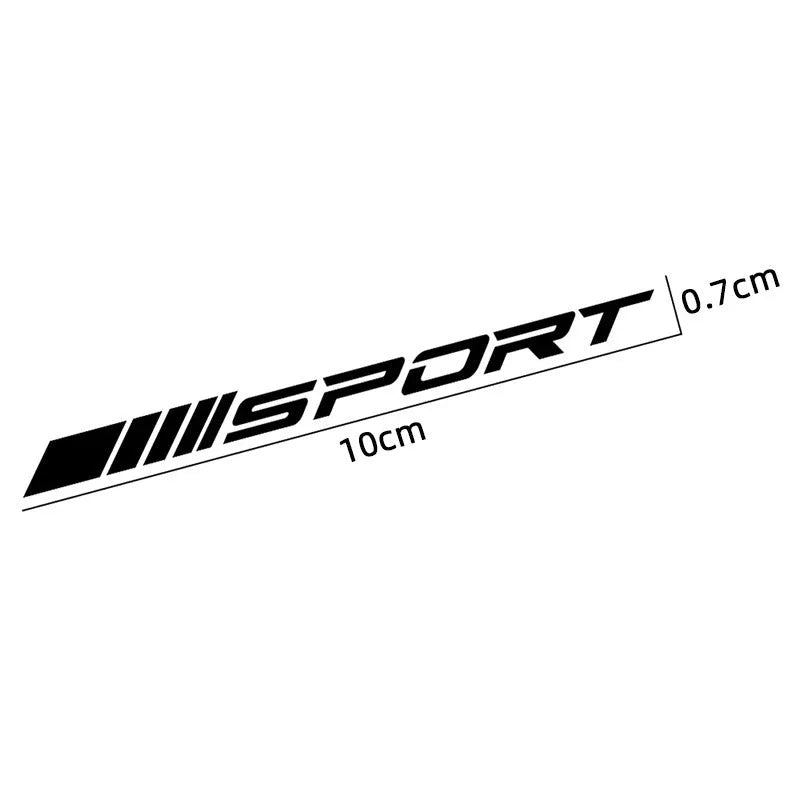 PET car rim sticker with hollow sports design in red, shown next to a 10 cm ruler.