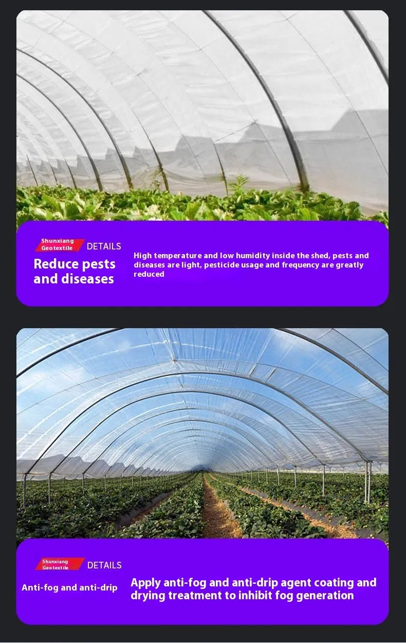 Plastic greenhouse film roll for vegetable shed covering, 4x8 metres, available in 8 silk and 15 silk thickness options
