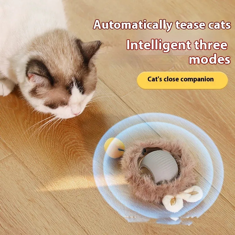 Self-hi funny cat rolling ball toy in silicone material for independent pet entertainment