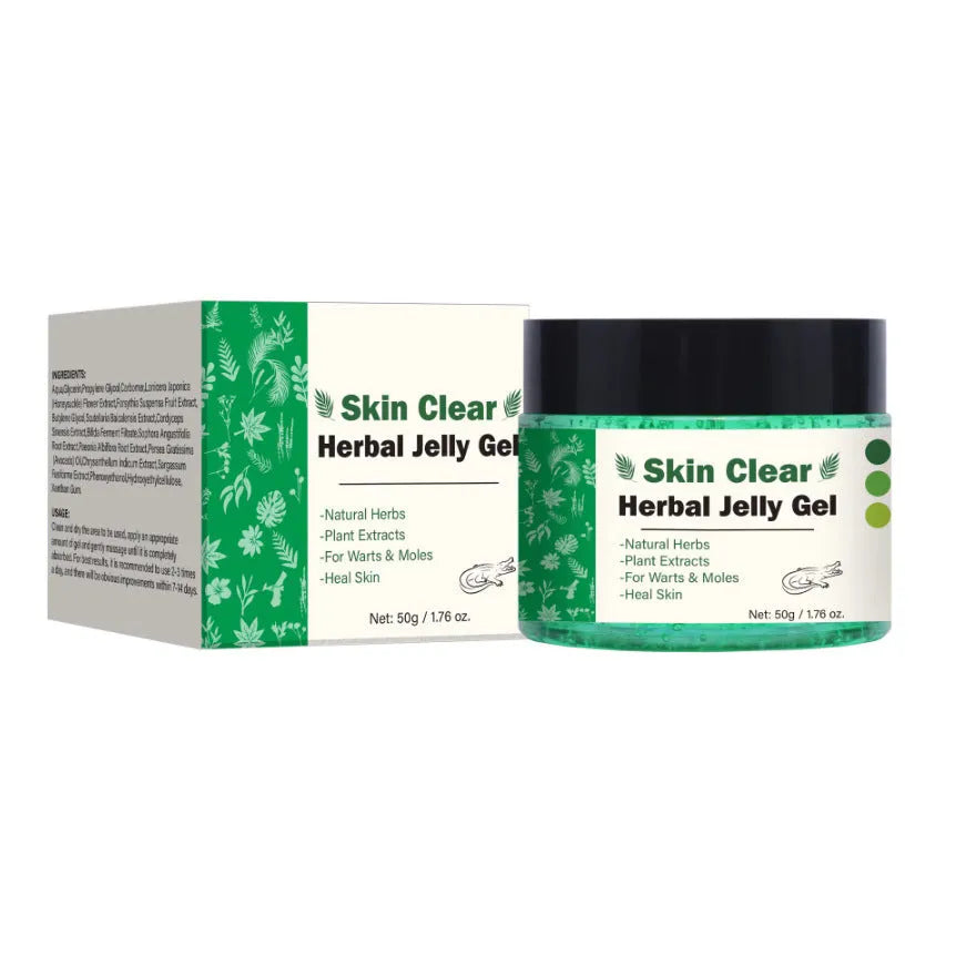 50g clear herbal gel container with transparent texture for skincare application