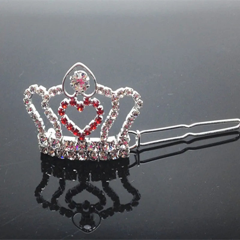Rhinestone small crown pet hair clip in copper metal, princess style dog barrette, colour as shown
