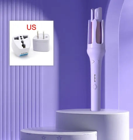 White purple automatic hair curler with 32mm barrel and wired AC power cord