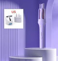 White purple automatic hair curler with 32mm barrel and wired AC power cord