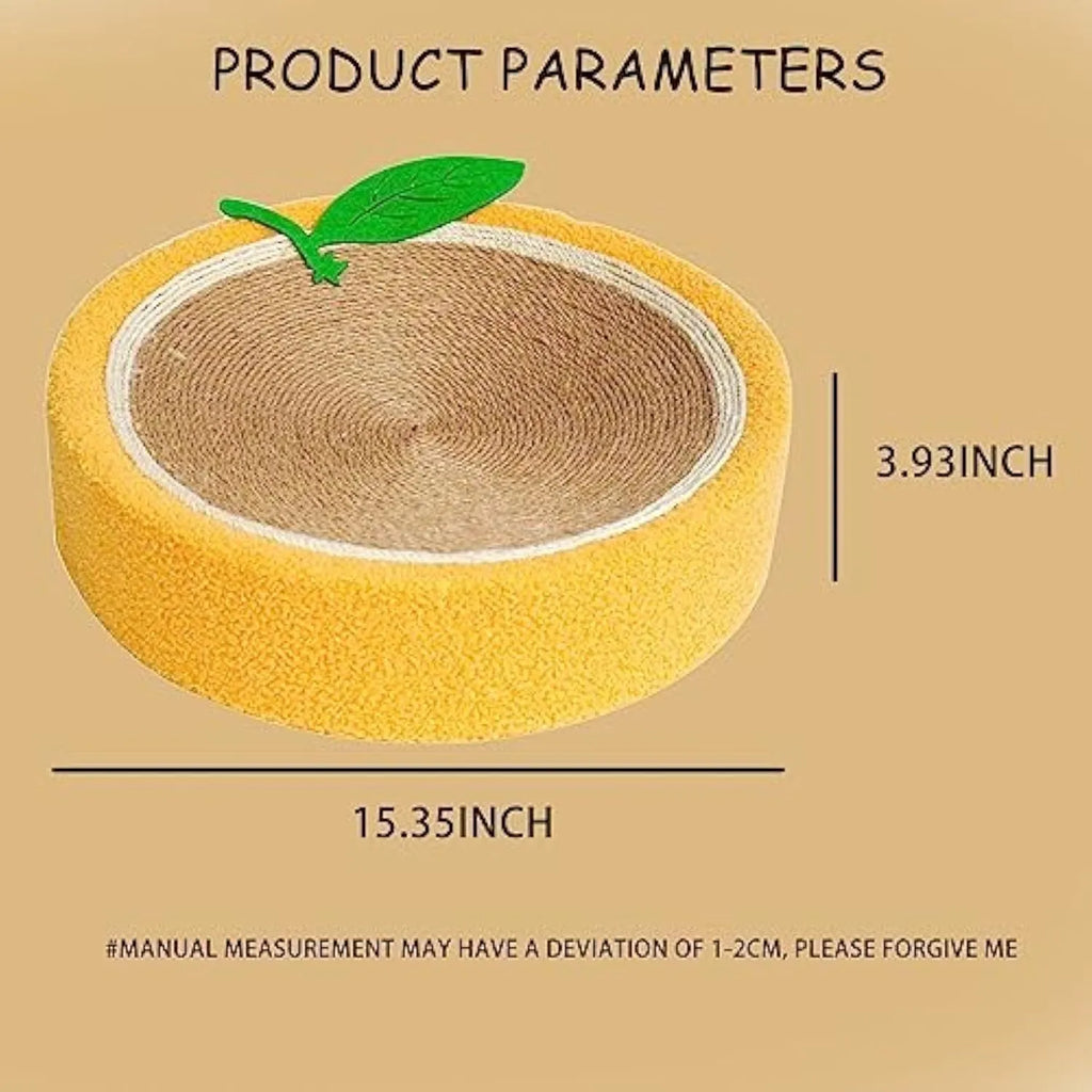 Round yellow sisal cat scratching board and bed for small breeds