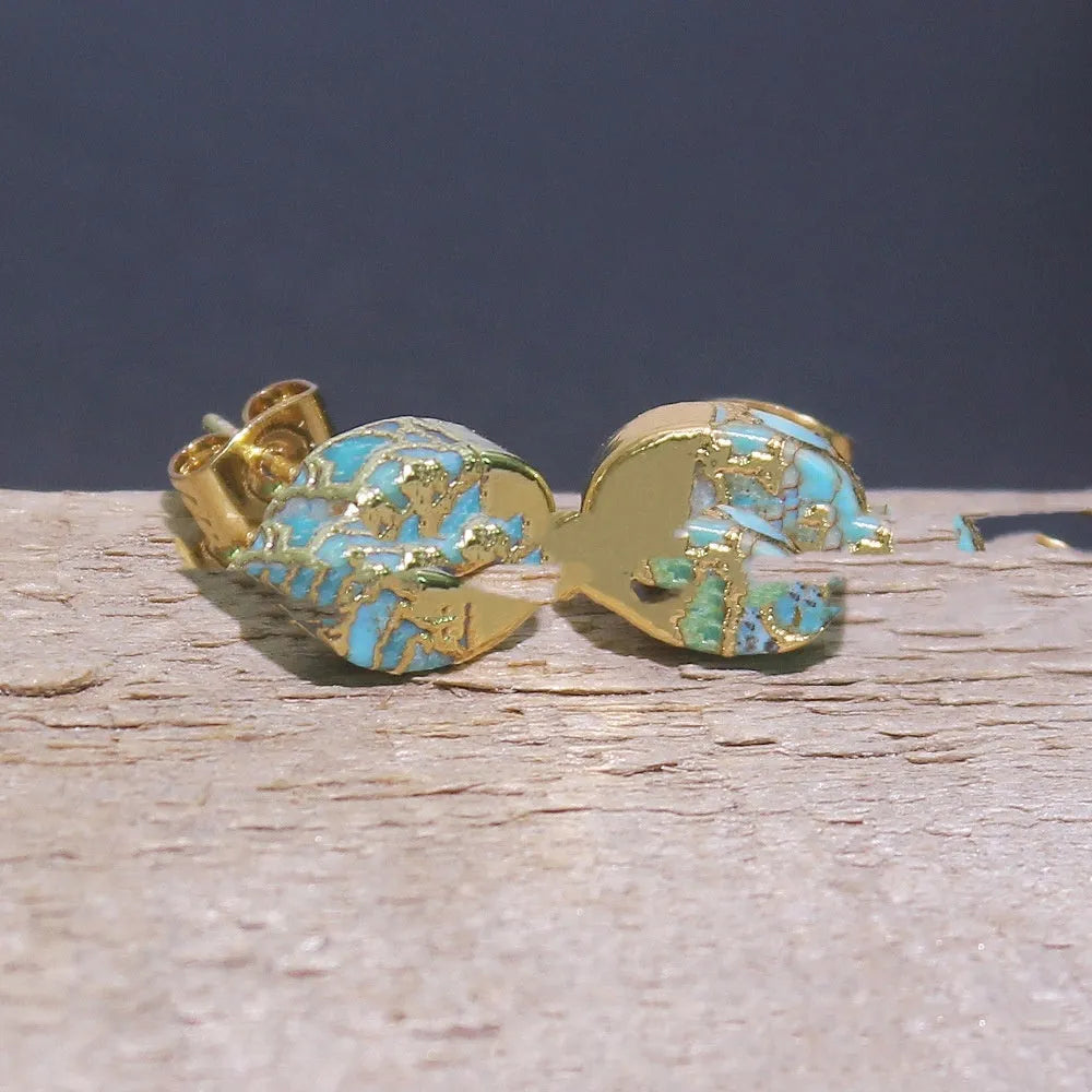 Natural stone bohemian style stud earrings in ER1031 colour with irregular shapes and simple design