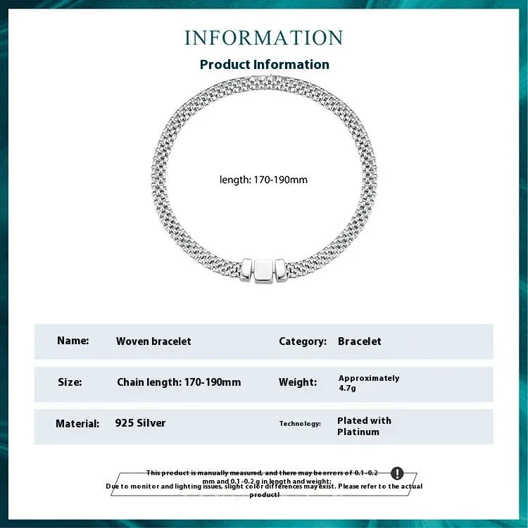 925 silver electroplated chain bracelet shown in 17cm, 19cm and 21cm lengths with simple trend styling