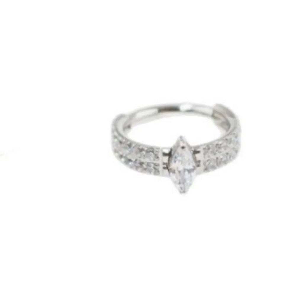 316L titanium steel heart-shaped earrings with zircon stones in 1.2x8mm size