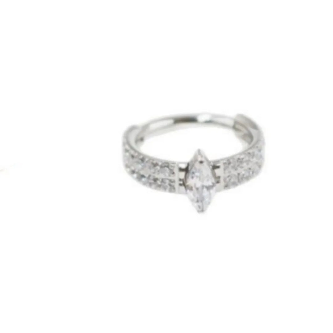 316L titanium steel heart-shaped earrings with zircon stones in 1.2x8mm size