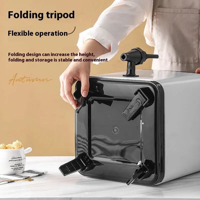 Silver stainless steel milk tea bucket with 8 litre capacity and square lock design