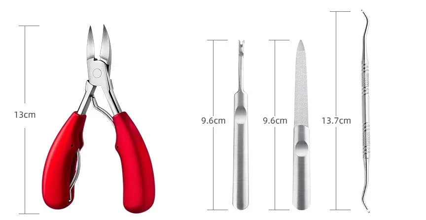 Stainless steel nail clippers with red, blue, or black ABS plastic handles