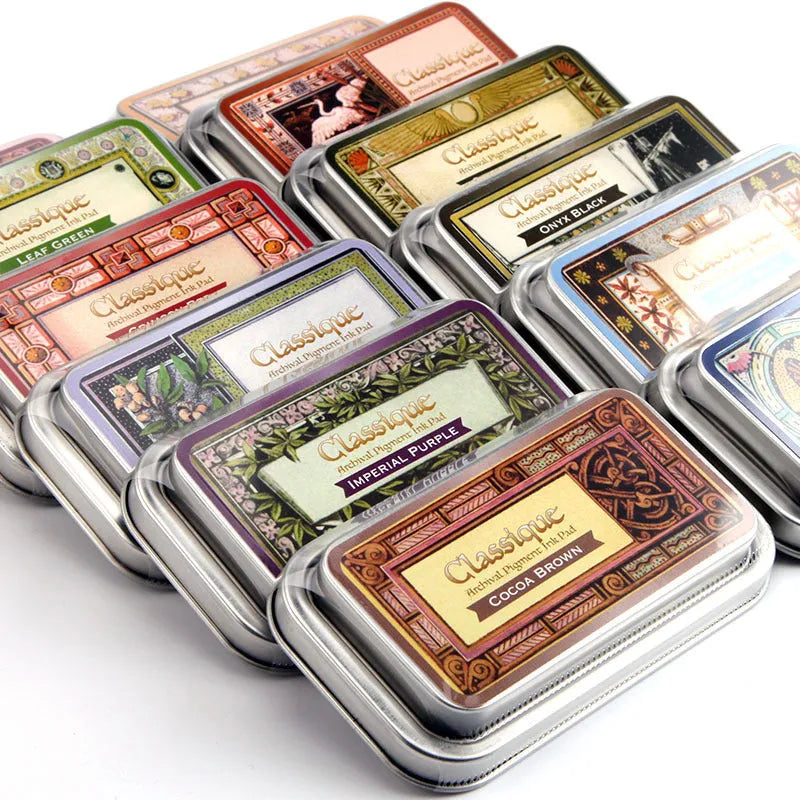 Rectangular oily ink pad for rubber stamps in five colour options measuring 0.3 x 5.7 x 1.7 cm