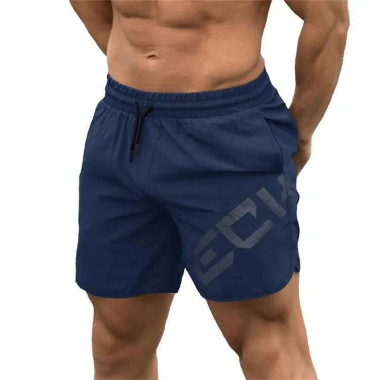 Men's black quick-dry running shorts with knee-length design for summer sports