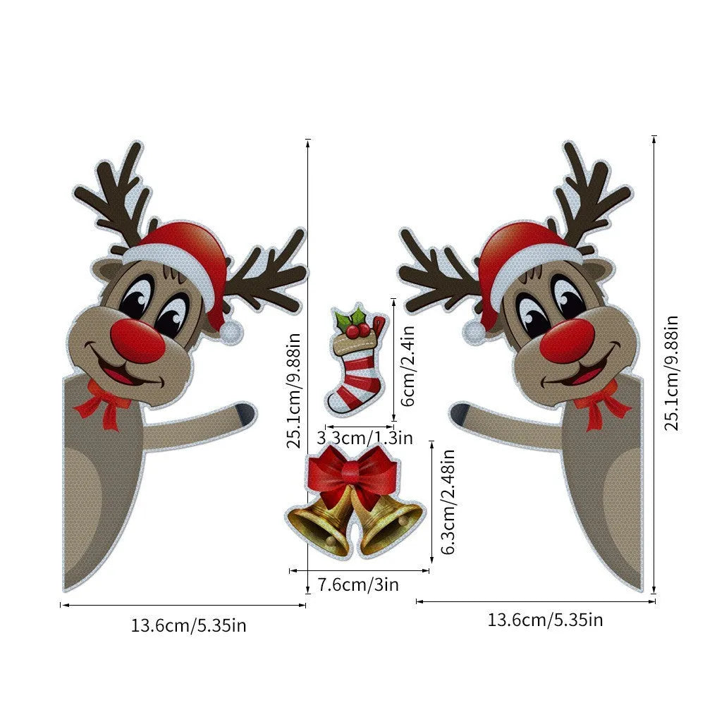 Cartoon Christmas elk bell magnetic luminous reflective bumper stickers in YFC002 colour