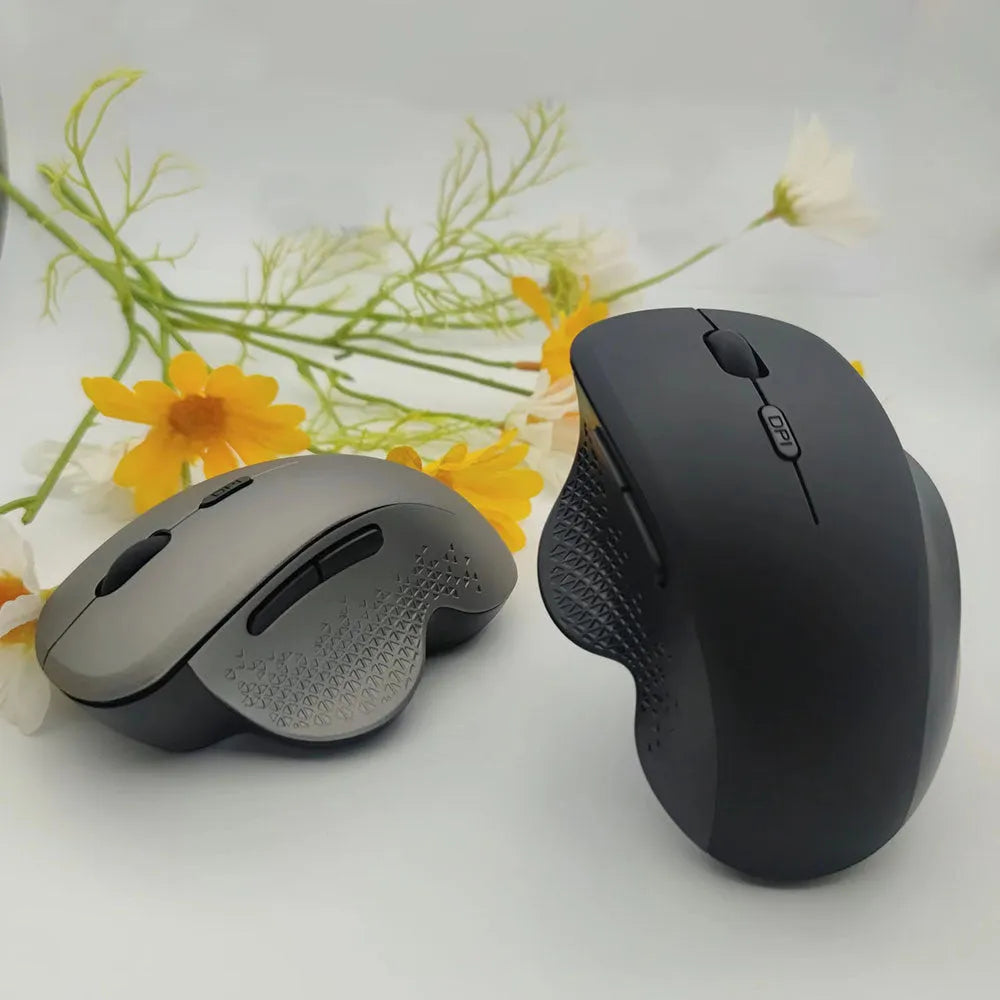 Grey and black self-charging wireless optical mouse for laptop computers with USB cable