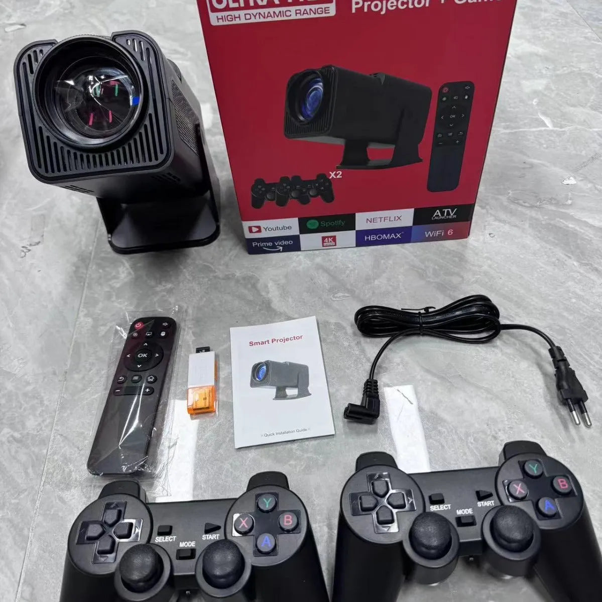 720p HD wireless home projector for gaming with multi-standard power compatibility