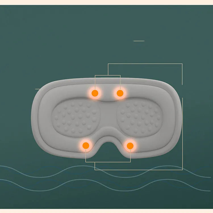 Portable green eye steam massage mask with USB cable on a grey background