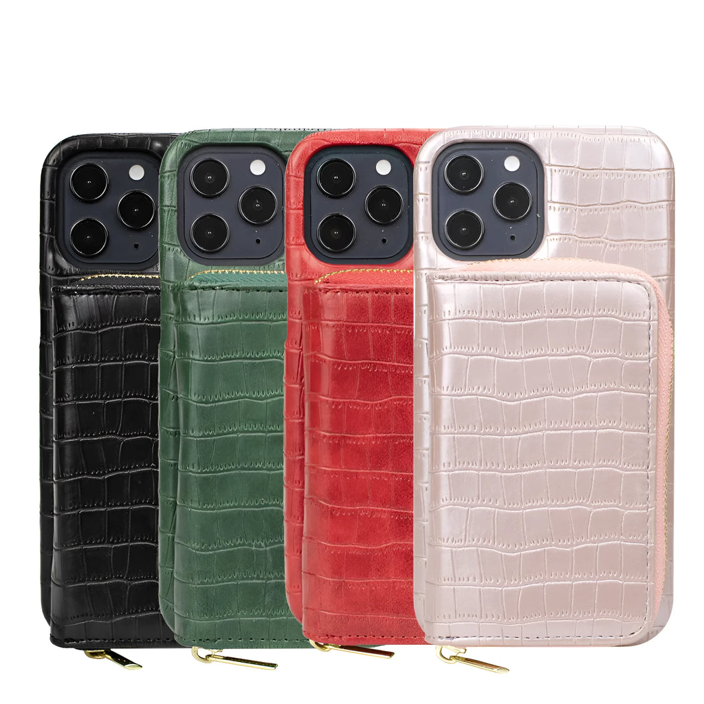 Two-in-one magnetic PU leather phone case in black, red, green, or pink for iPhone 11 to 16 Pro Max