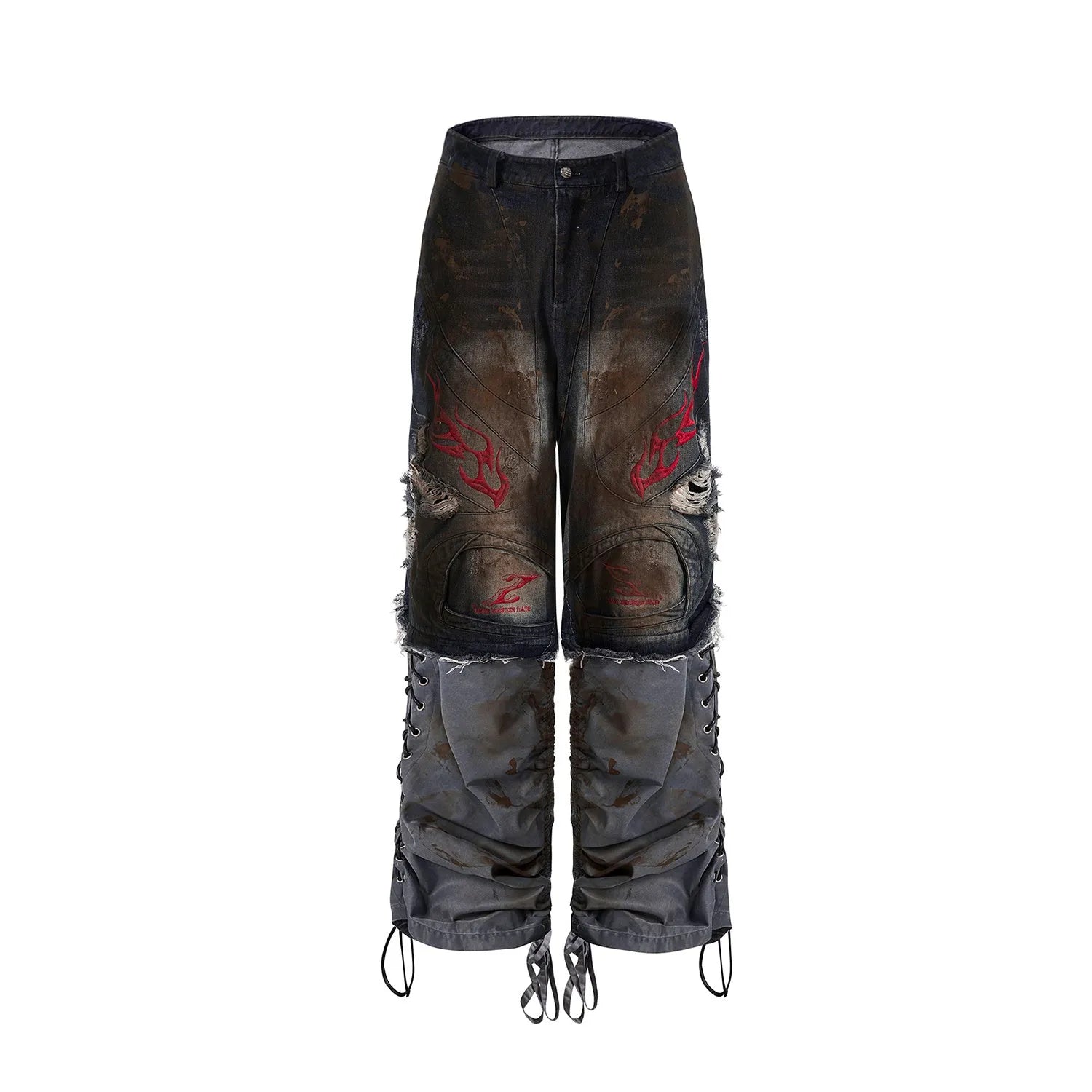 Men's wide-leg retro jeans with detachable trouser legs in denim