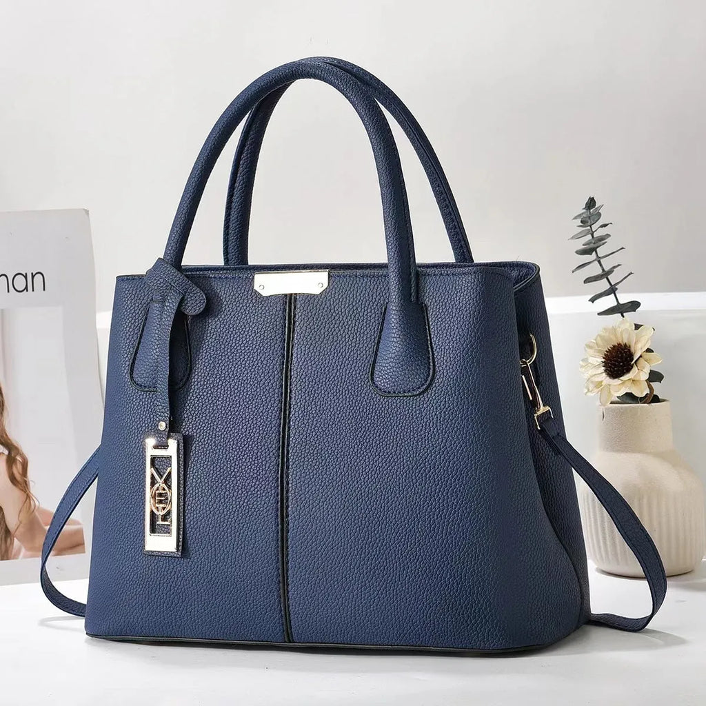 Women's soft PU leather large capacity shoulder bag in horizontal square shape with adjustable strap