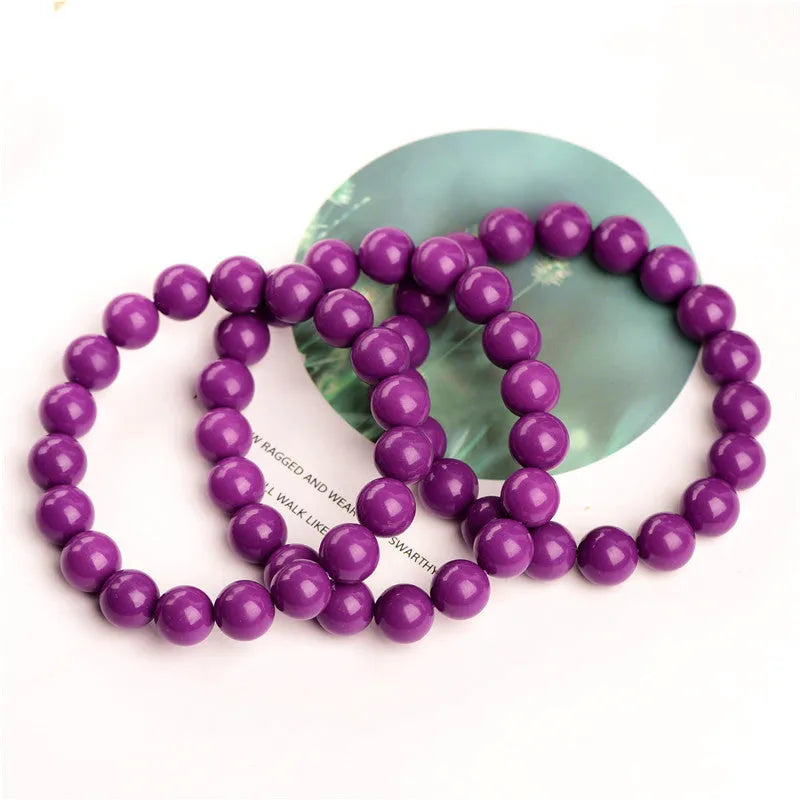 Jiuya purple mica crystal bracelet with polished finish showing single circle construction