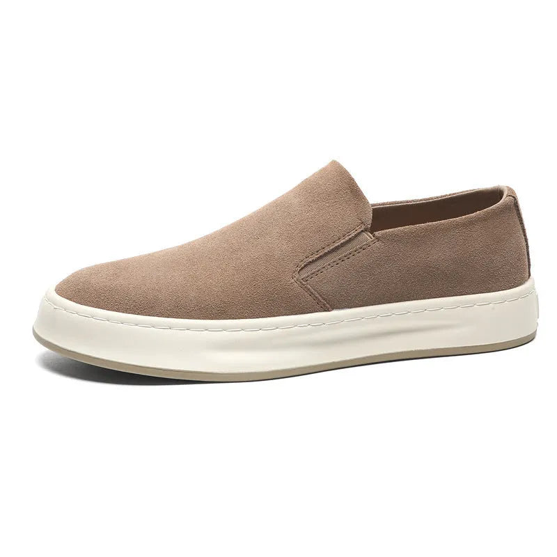 Men's grey casual lace-up shoes with round toe, stitching detail, and a rubber sole.