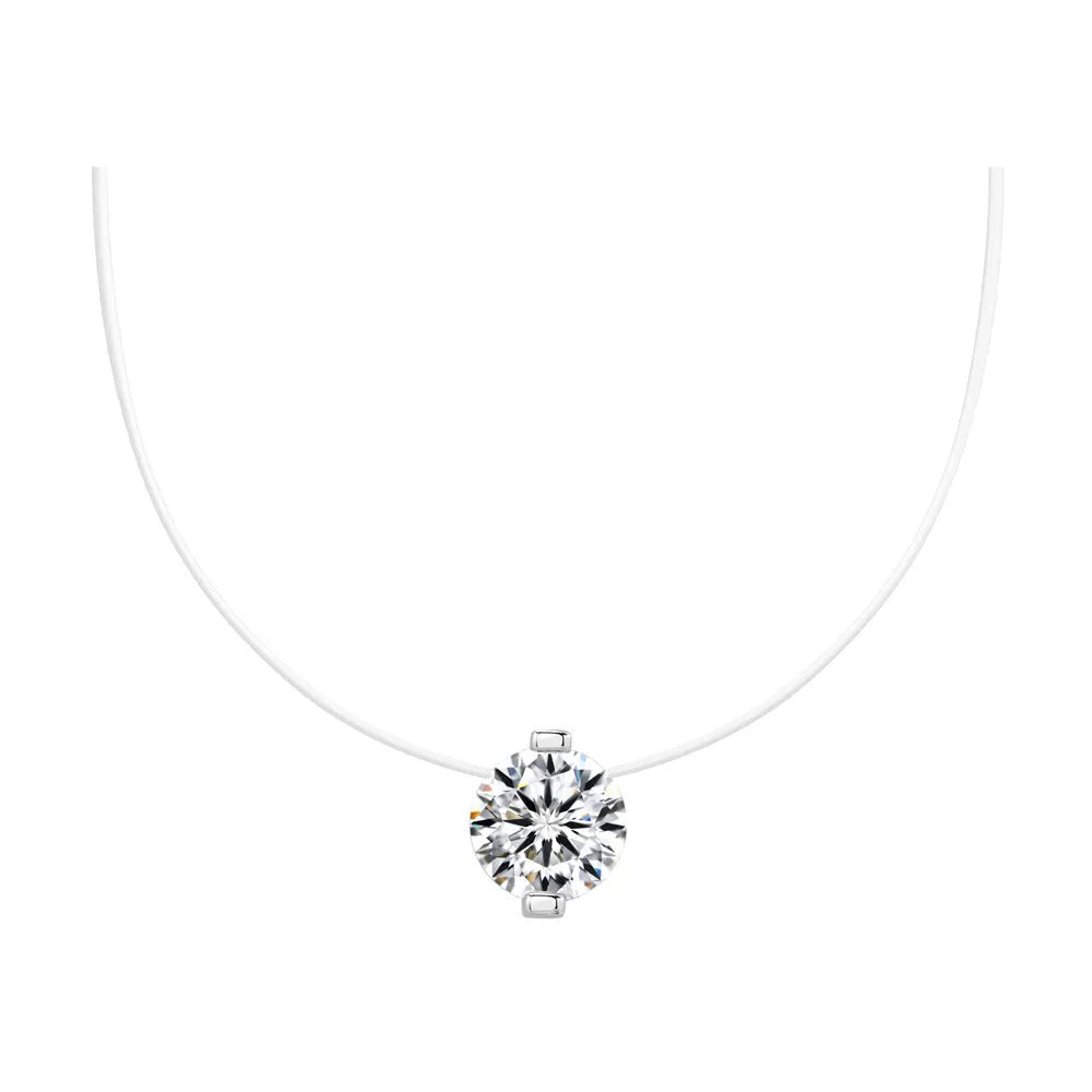 Women's S925 silver plum blossom pendant with moissanite stone on invisible fishing line