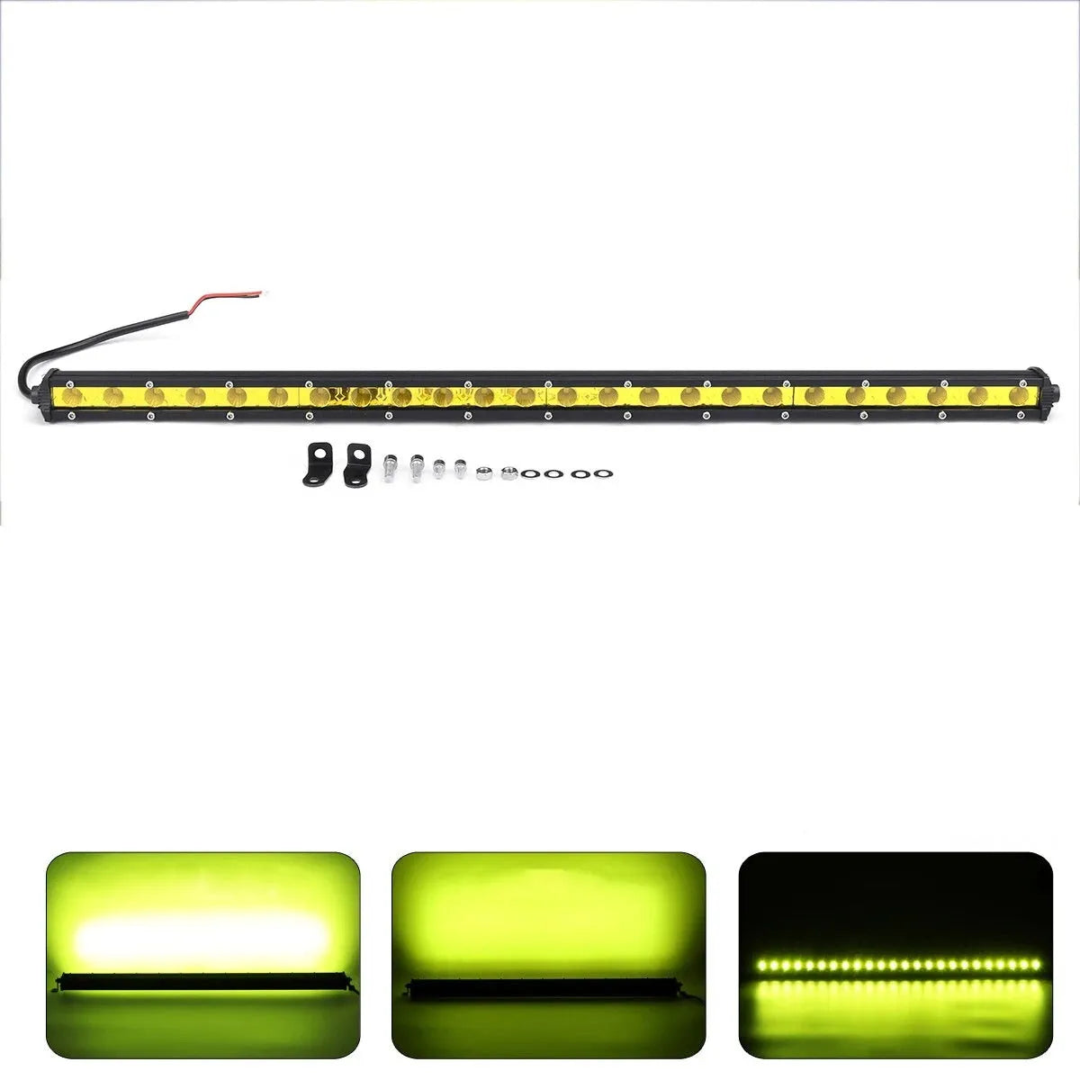 25 inch single row LED car light bar with aluminium alloy housing and mounting brackets