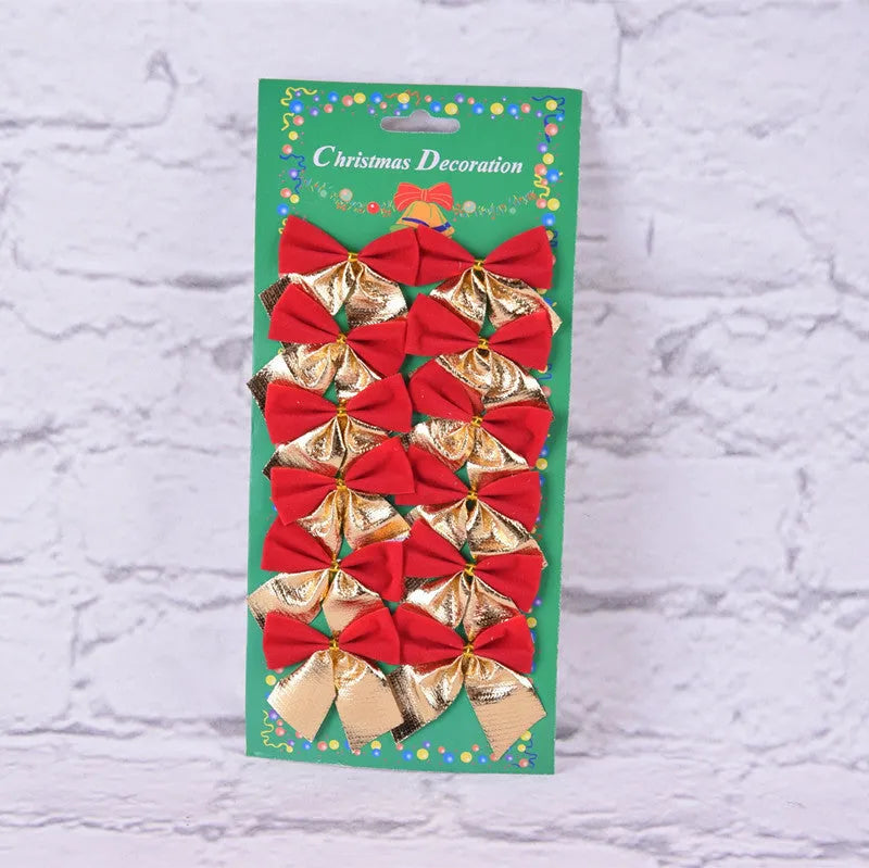 5 cm polyester Christmas tree decoration bow in gold, red, or silver colour