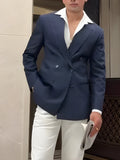 Men's striped double breasted blazer in regular fit with polyester material