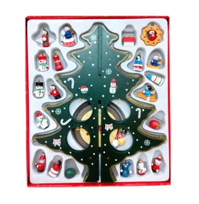 Hand-painted wooden Christmas tree decoration in traditional red and green colours