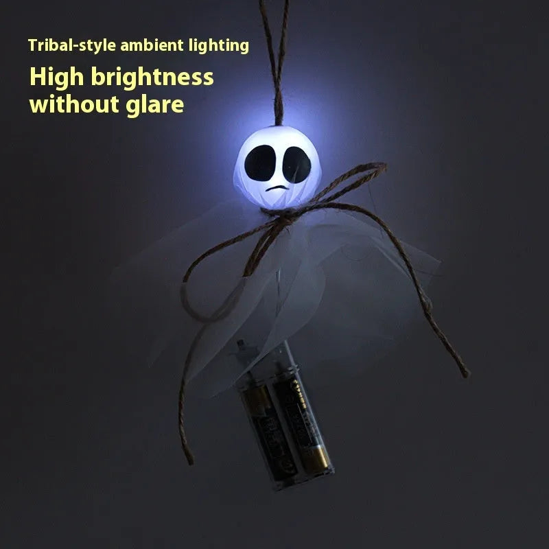 Halloween LED lighting chain with 20 colourful ghost design lights and battery box
