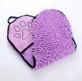 Blue dog bath robe towel laid flat showing 62cm by 23cm size and soft fibre texture