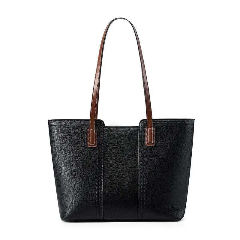 Women's genuine leather crossbody commuter bag with multiple interior compartments in horizontal square design