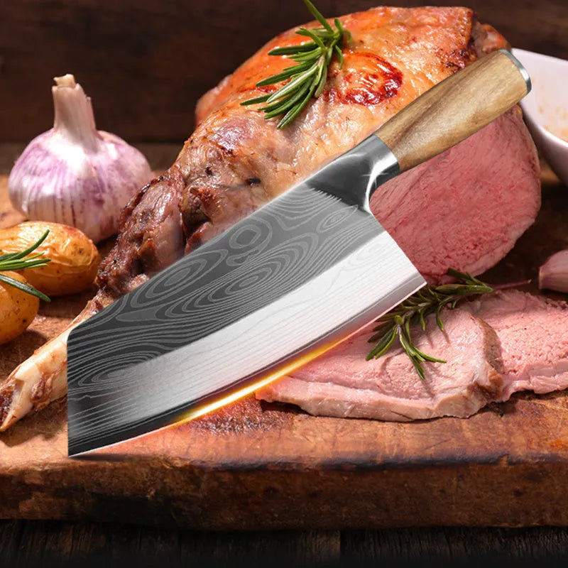 Stainless steel kitchen knife with 40cr13 steel blade, 320mm long.
