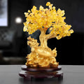 Citrine coloured resin Chinese style ornament of a small water turtle with a money tree.