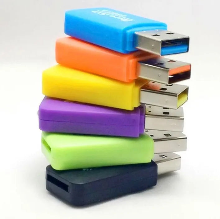 Mini USB TF and SD card reader adapter with dual slots for memory cards