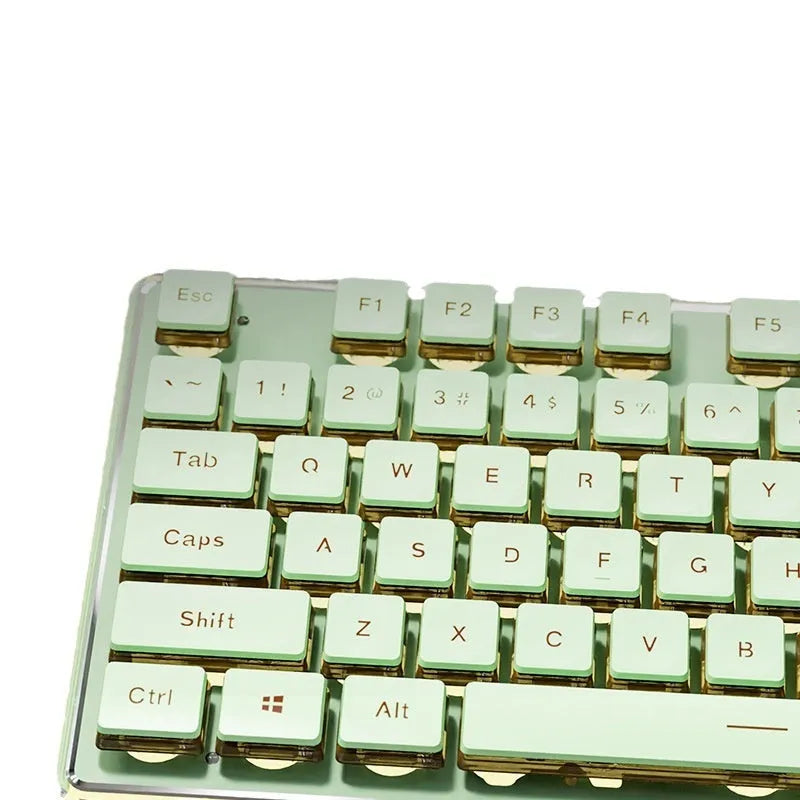 Prewalker V3 mute keyboard and mouse suit in retro green colour on a desk