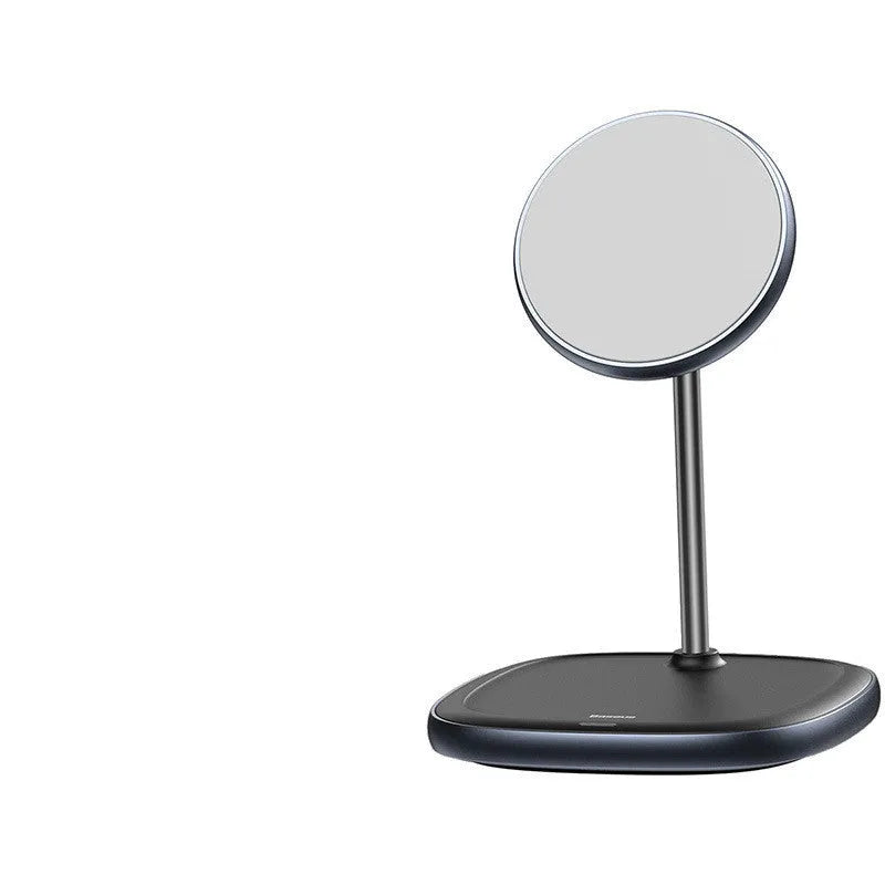 Swan magnetic desktop wireless charger stand for iPhone 12 in black colour with Type-C cable