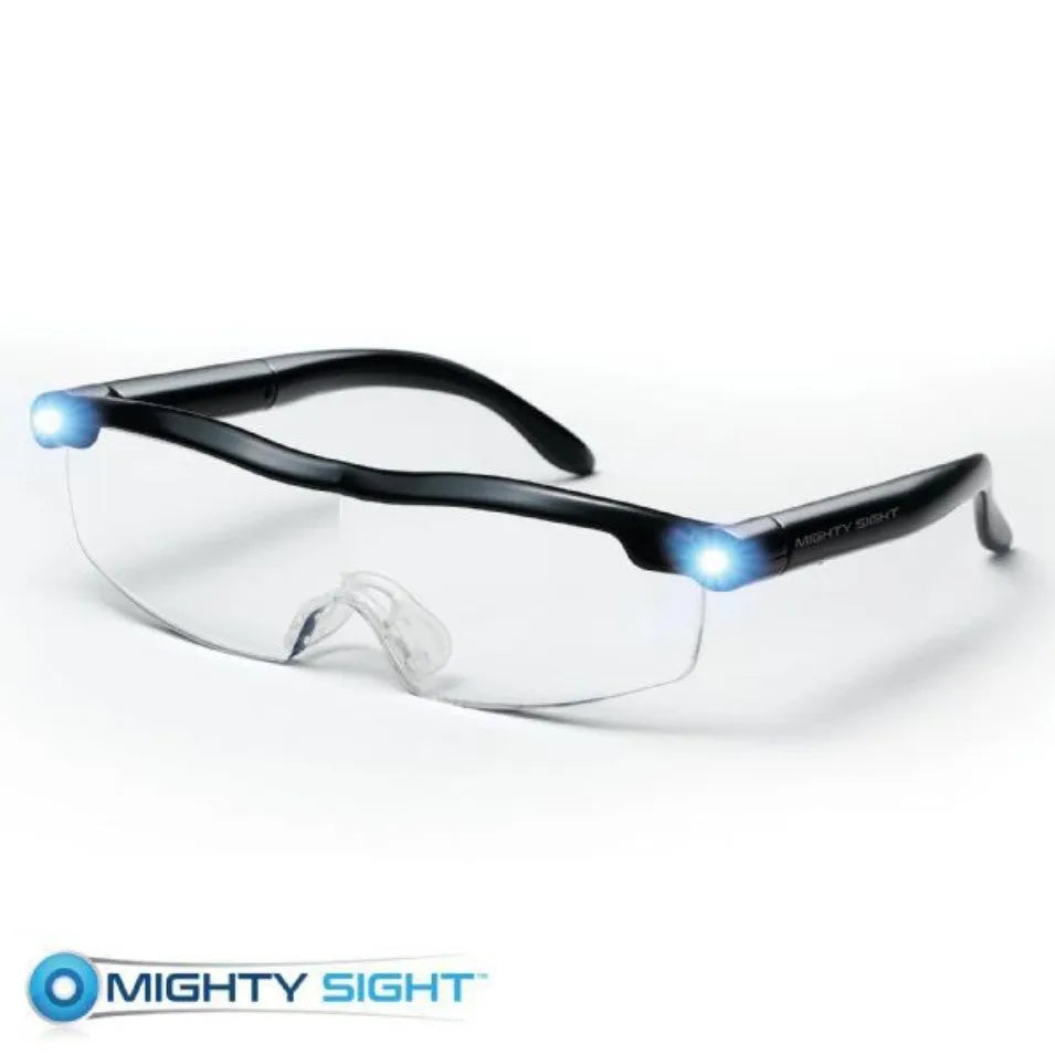 Transparent black USB LED reading glasses with integrated lighting and ABS frame