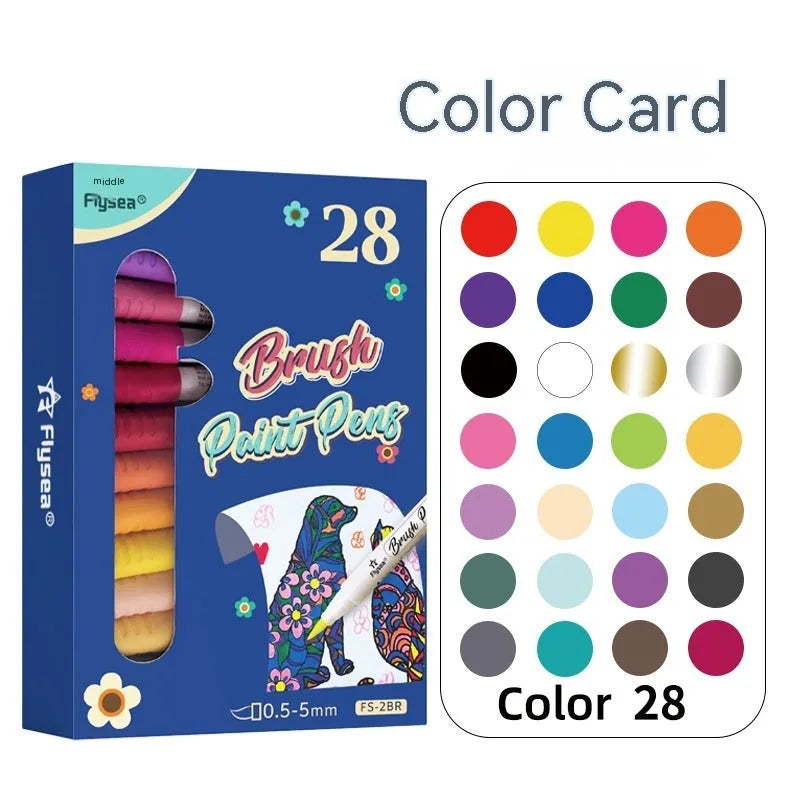 Set of soft-tip gouache paint marker pens for hand lettering and artistic calligraphy projects