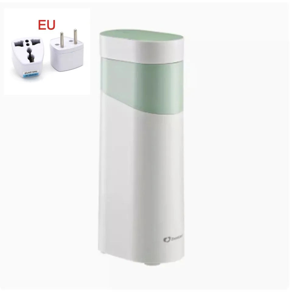 Small black or green desktop instant water dispenser with digital display and compact tank