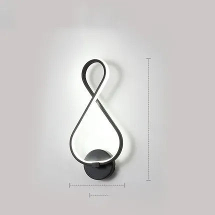 Nordic minimalist LED wall lamp with silicone shade in black, white, wavy, note or rich designs