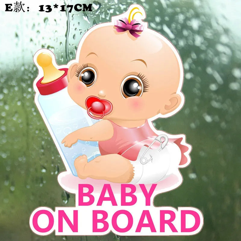 Baby on board reflective car sticker B033 with PET material and baby design options