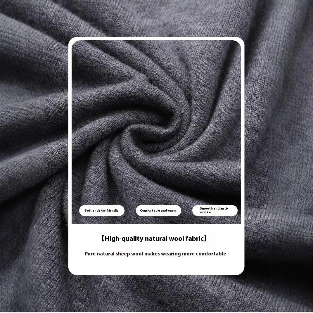 Men's wool pullover sweater in four colours: black, light grey, light camel, green